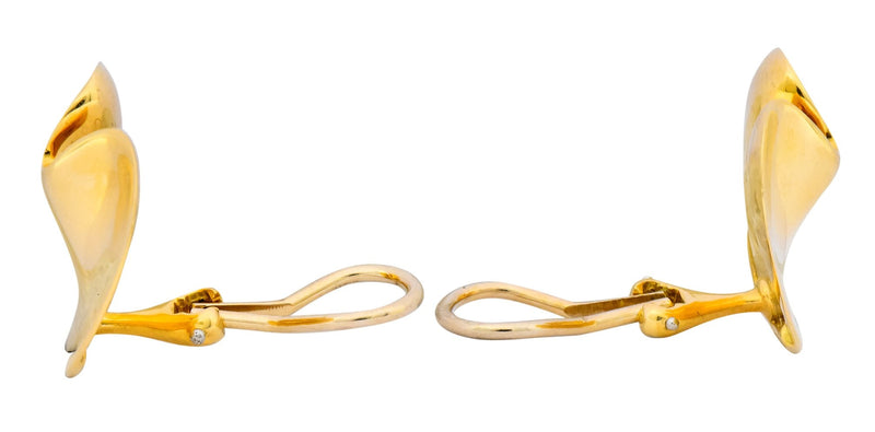 Tiffany & Co. Angela Cummings 18 Karat Gold Lily Pad Ear-Clip Earrings - Wilson's Estate Jewelry