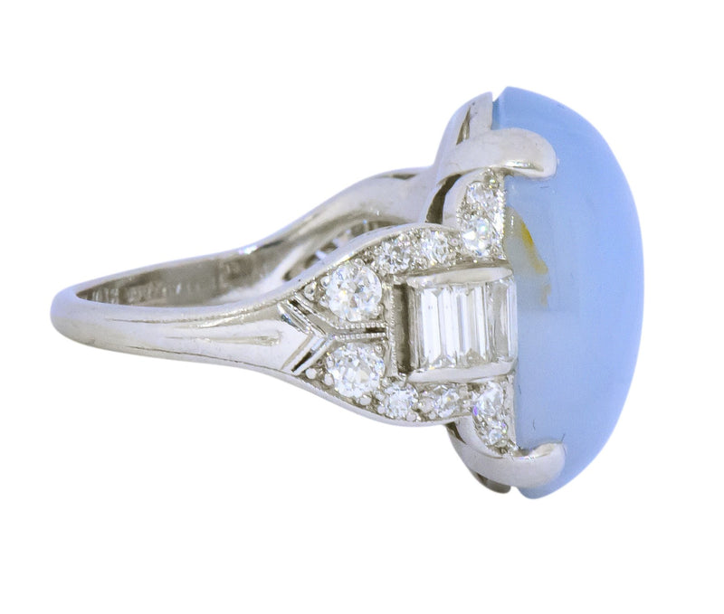 Tiffany & Co. Art Deco 21.00 CTW Star Sapphire Diamond Platinum Cocktail Ring - Wilson's Estate Jewelry