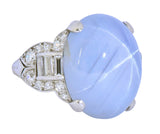 Tiffany & Co. Art Deco 21.00 CTW Star Sapphire Diamond Platinum Cocktail Ring - Wilson's Estate Jewelry
