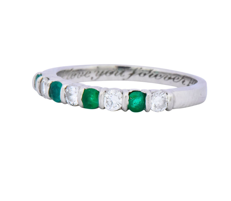 Tiffany & Co. Contemporary 0.24 CTW Diamond Emerald Platinum Anniversary Band Ring - Wilson's Estate Jewelry
