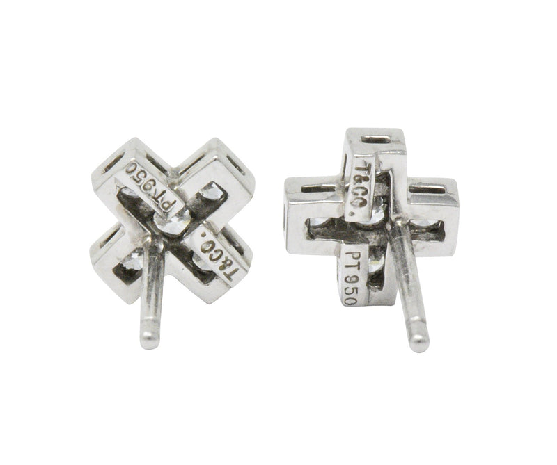 Tiffany & Co. Contemporary 0.30 CTW Diamond Platinum Cruciform Earrings Wilson's Estate Jewelry