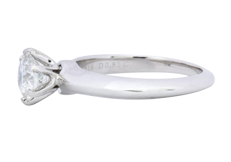 Tiffany & Co. Contemporary 0.81 CTW Diamond Platinum Solitaire Engagement Ring GIA - Wilson's Estate Jewelry