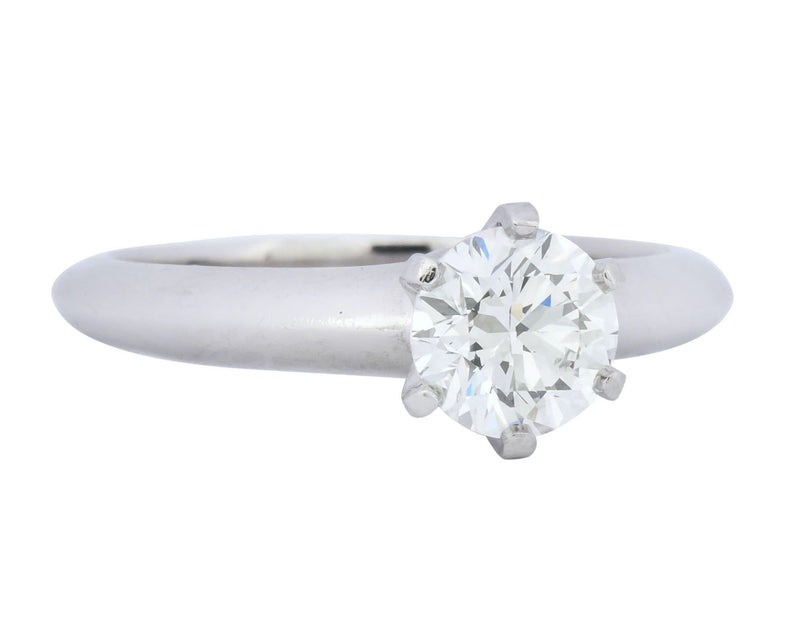 Tiffany & Co. Contemporary 0.81 CTW Diamond Platinum Solitaire Engagement Ring GIA - Wilson's Estate Jewelry