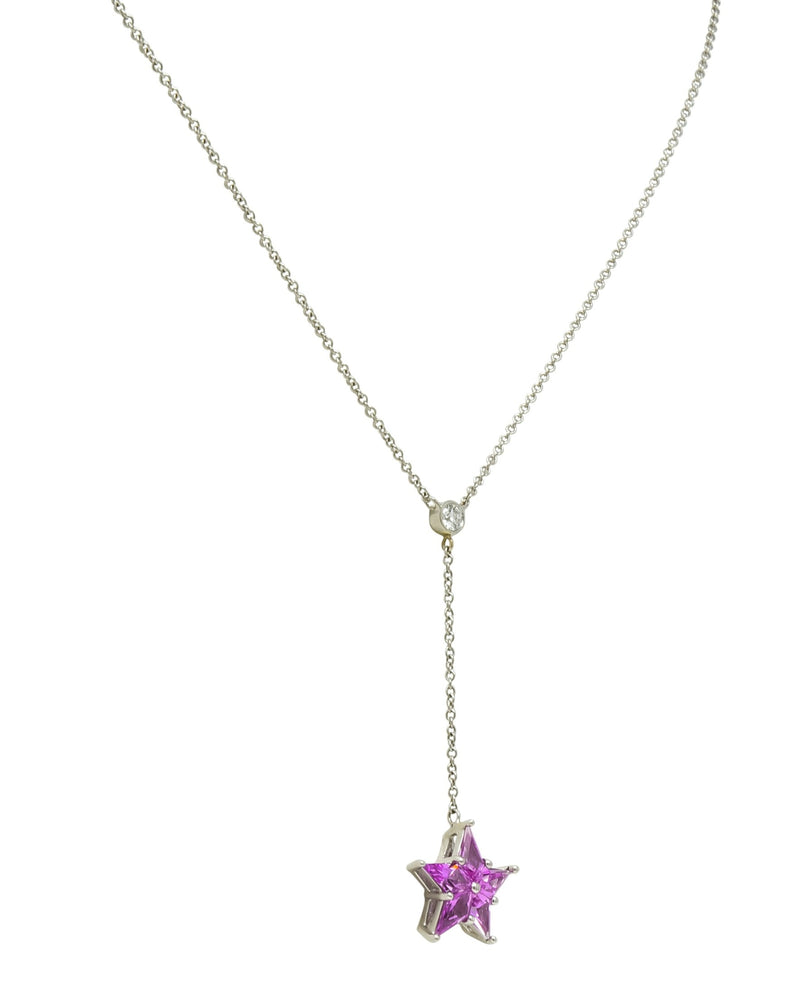 Tiffany & Co. Contemporary 0.95 CTW Sapphire Platinum Star Drop Necklace - Wilson's Estate Jewelry