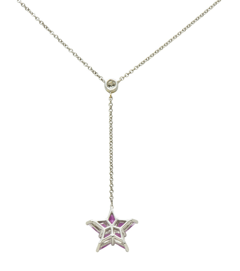 Tiffany & Co. Contemporary 0.95 CTW Sapphire Platinum Star Drop Necklace - Wilson's Estate Jewelry