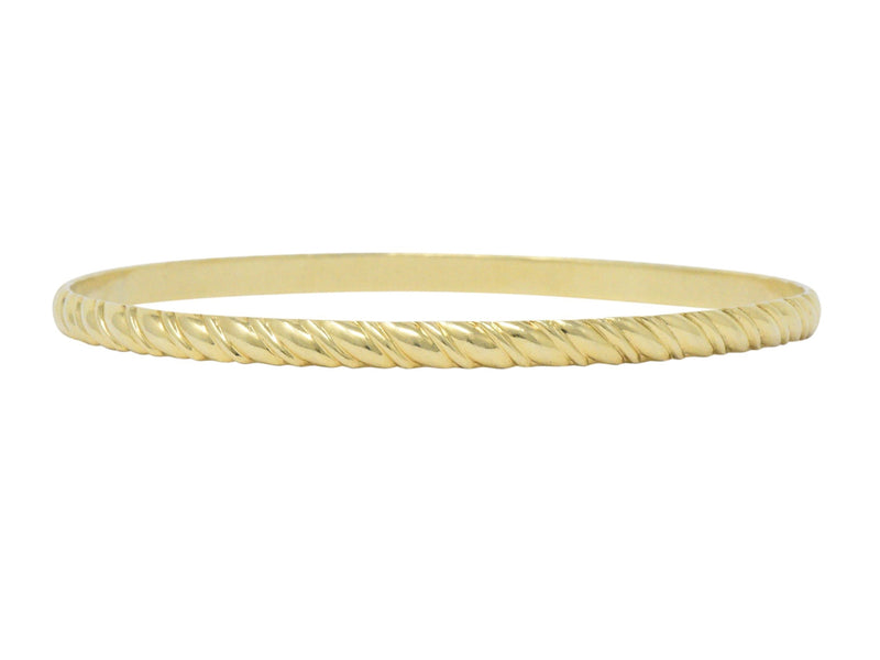 Tiffany & Co. Vintage 14 Karat Gold Ribbed Bangle Bracelet Wilson's Estate Jewelry