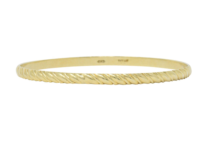 Tiffany & Co. Vintage 14 Karat Gold Ribbed Bangle Bracelet Wilson's Estate Jewelry