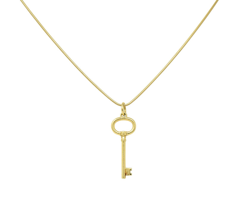 Tiffany & Co. Contemporary 18 Karat Gold Key Pendant Necklace Wilson's Estate Jewelry