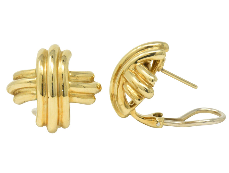 Tiffany & Co. Contemporary 18 Karat Gold X Earrings Wilson's Estate Jewelry