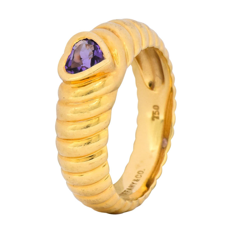 Tiffany & Co. Contemporary Amethyst Heart 18 Karat Gold Ring - Wilson's Estate Jewelry