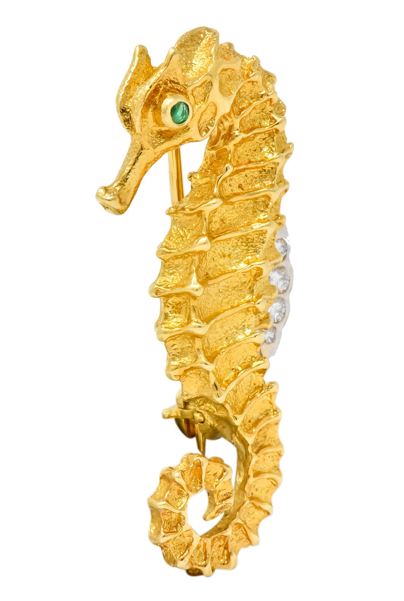 Tiffany & Co. Diamond 18 Karat Gold Seahorse Brooch - Wilson's Estate Jewelry