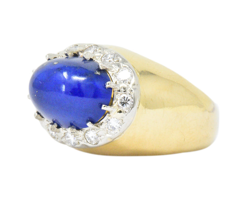 Tiffany & Co. Diamond Lapis Lazuli 18 Karat Gold Cocktail Ring Wilson's Estate Jewelry