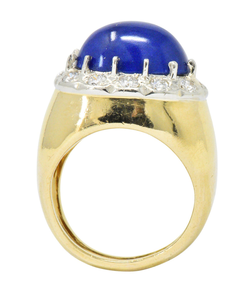 Tiffany & Co. Diamond Lapis Lazuli 18 Karat Gold Cocktail Ring Wilson's Estate Jewelry