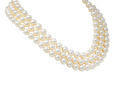 Tiffany & Co. Diamond Pearl 18 Karat Yellow Gold Triple Strand Necklace - Wilson's Estate Jewelry