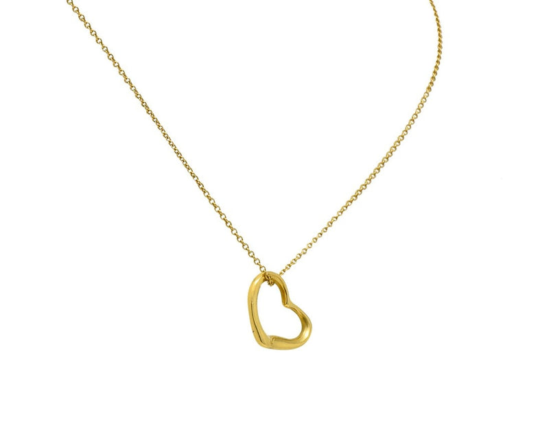 tiffany co elsa peretti 18 karat gold open heart necklace wilsons estate jewelry jewellery pendant fashion accessory locket