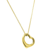 Tiffany & Co Elsa Peretti 18 Karat Gold Open Heart Necklace Wilson's Estate Jewelry