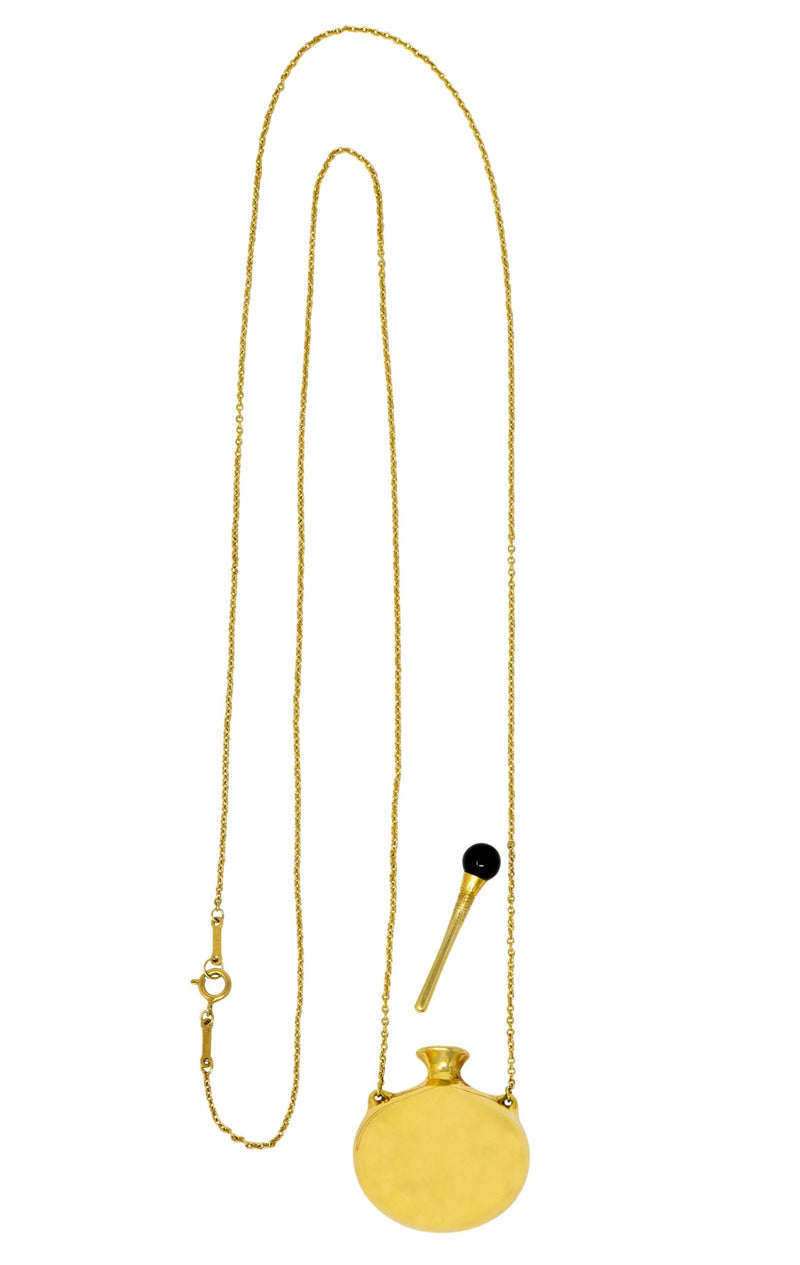 Tiffany & Co. Elsa Peretti Spain Black Jade 18 Karat Gold Bottle Round Bottle Pendant Necklace - Wilson's Estate Jewelry