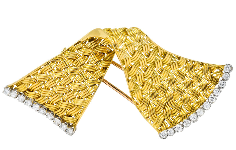 Tiffany & Co. France 0.90 CTW Diamond 18 Karat Gold Brooch - Wilson's Estate Jewelry