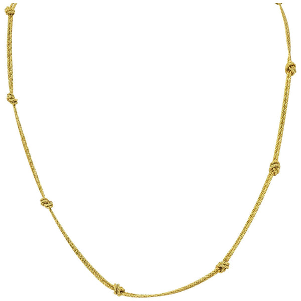 Tiffany & Co. Germany Retro 18 Karat Gold Woven Knot Necklace Wilson's Estate Jewelry