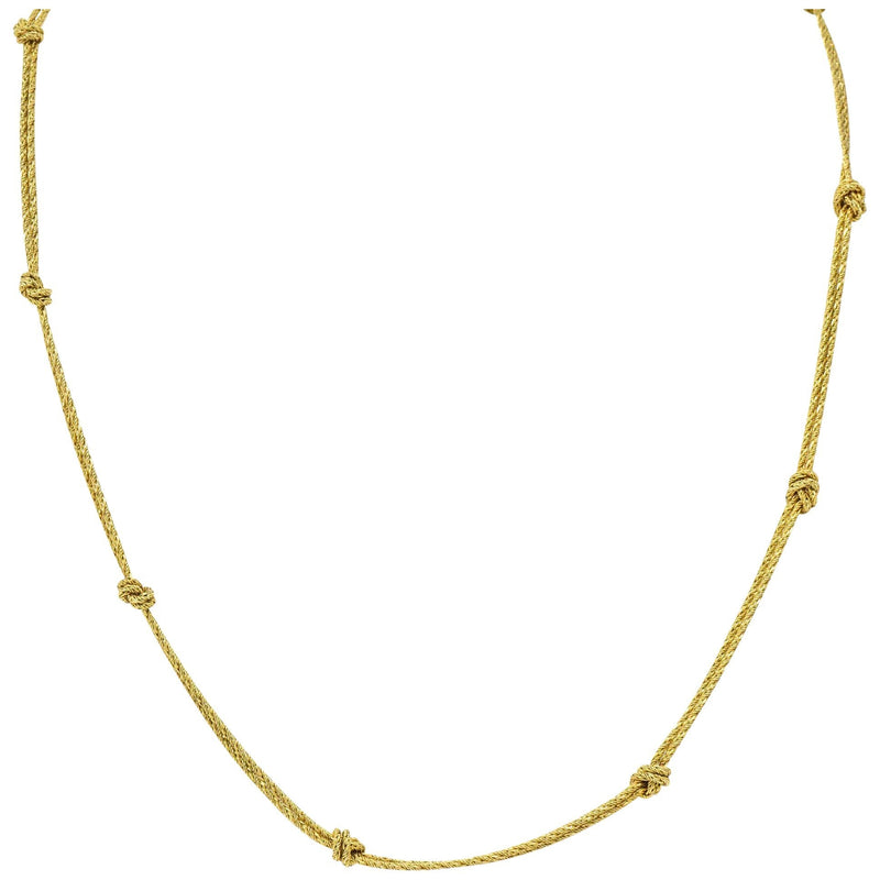 Tiffany & Co. Germany Retro 18 Karat Gold Woven Knot Necklace Wilson's Estate Jewelry