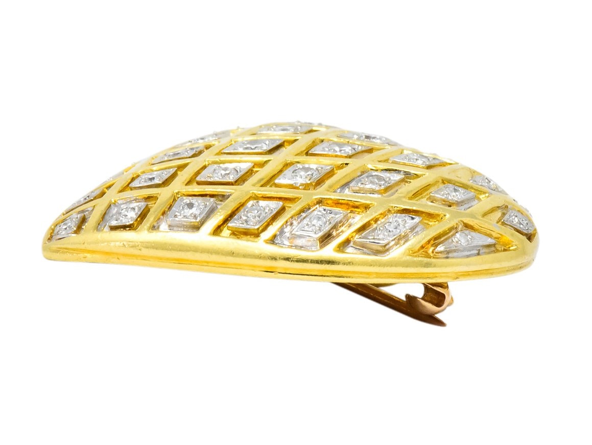 Tiffany & Co. Large Diamond Platinum-Topped 18 Karat Gold Heart Pendant Brooch - Wilson's Estate Jewelry