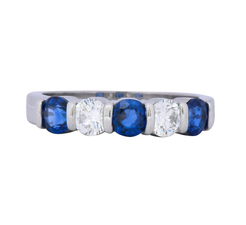 Tiffany & Co. Modern 1.46 CTW Diamond Sapphire Platinum Ring Wilson's Estate Jewelry