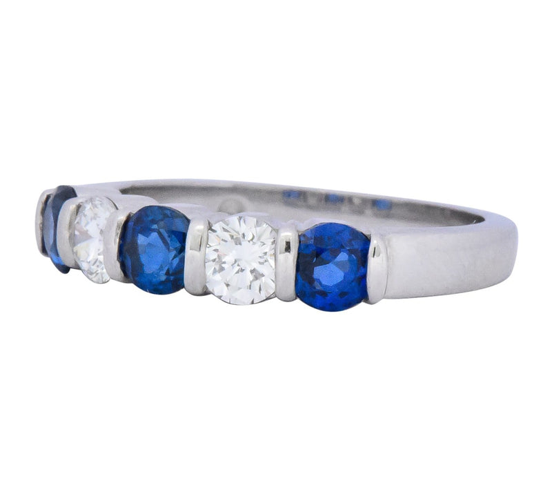 Tiffany & Co. Modern 1.46 CTW Diamond Sapphire Platinum Ring Wilson's Estate Jewelry