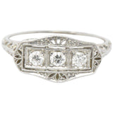 Tiffany & Co. Old European Diamond Platinum Panel Alternative Engagement Ring Wilson's Estate Jewelry