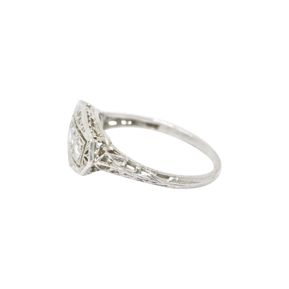 Tiffany & Co. Old European Diamond Platinum Panel Alternative Engagement Ring Wilson's Estate Jewelry
