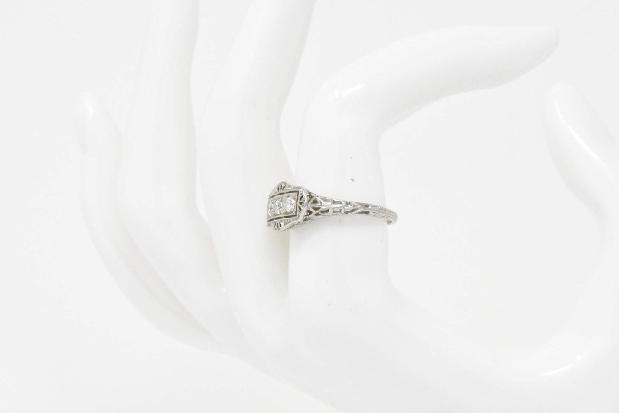 Tiffany & Co. Old European Diamond Platinum Panel Alternative Engagement Ring Wilson's Estate Jewelry