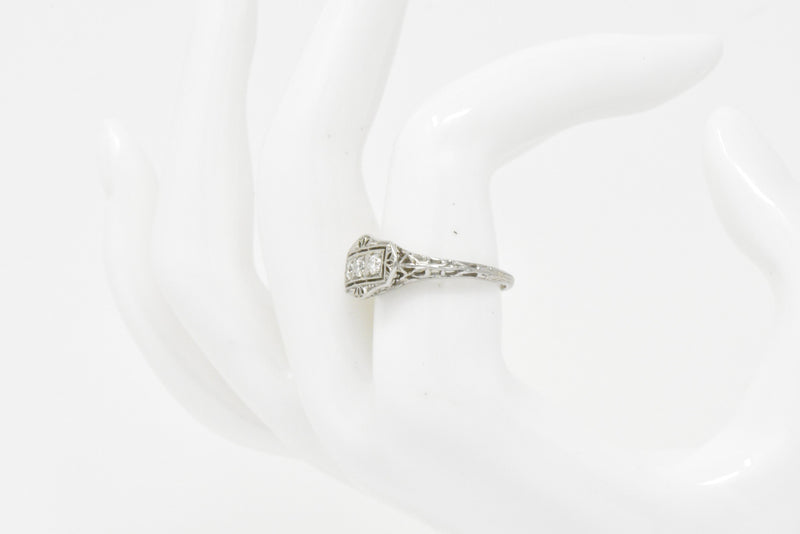 Tiffany & Co. Old European Diamond Platinum Panel Alternative Engagement Ring Wilson's Estate Jewelry