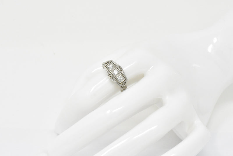 Tiffany & Co. Old European Diamond Platinum Panel Alternative Engagement Ring Wilson's Estate Jewelry