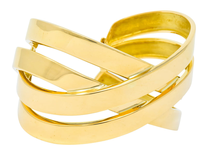 Tiffany & Co. Paloma Picasso French 18 Karat Yellow Gold Criss Cross Cuff Bracelet - Wilson's Estate Jewelry
