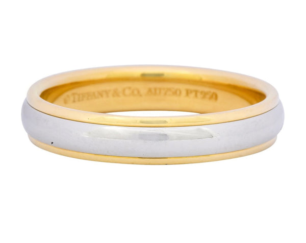 Tiffany & Co. Platinum 18 Karat Gold Two-Tone Wedding Band Unisex Stacking Ring - Wilson's Estate Jewelry