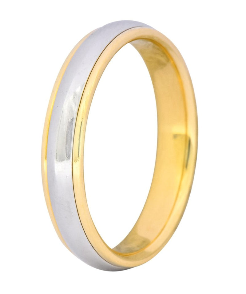Tiffany & Co. Platinum 18 Karat Gold Two-Tone Wedding Band Unisex Stacking Ring - Wilson's Estate Jewelry