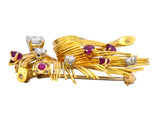 Tiffany & Co. Retro 1.70 CTW Diamond Ruby 18 Karat Gold Spray Brooch - Wilson's Estate Jewelry