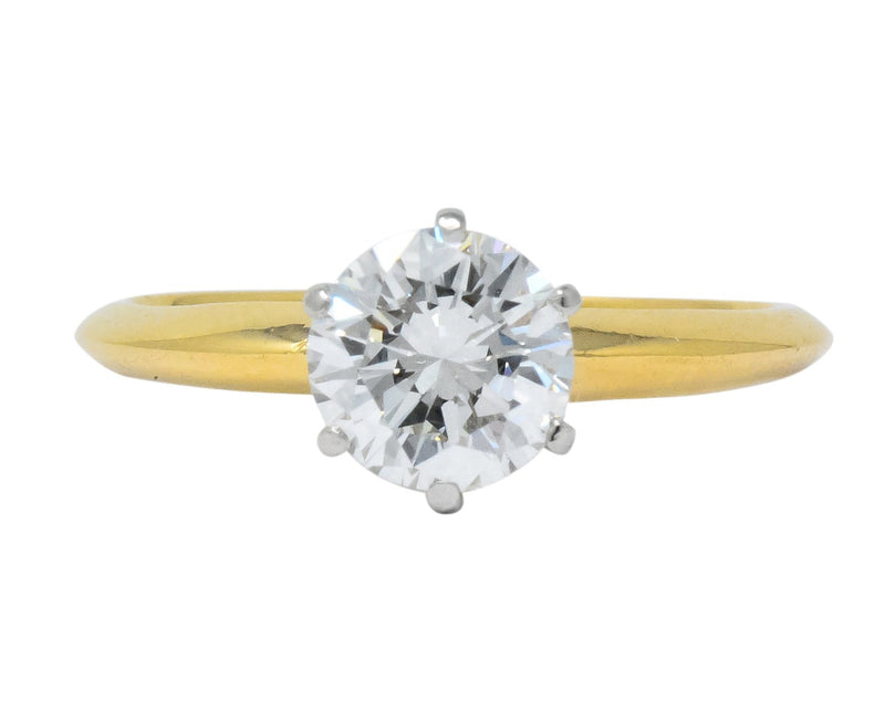 Tiffany & Co. Retro 1950's 1.08 CTW Diamond 18 Karat Gold Platinum Solitaire Engagement Ring GIA - Wilson's Estate Jewelry
