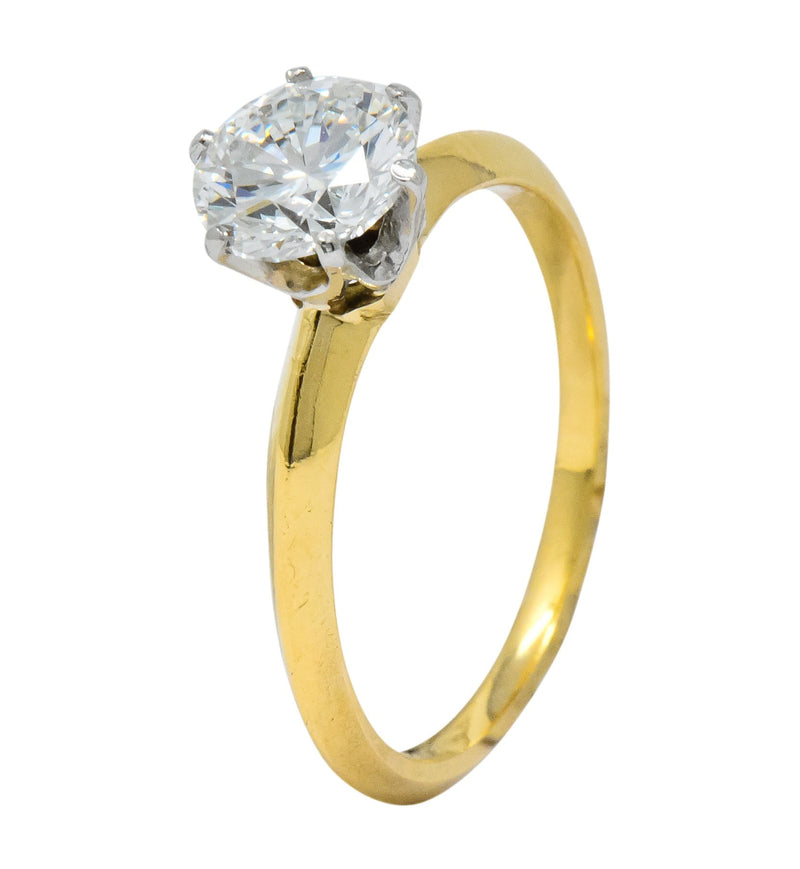 Tiffany & Co. Retro 1950's 1.08 CTW Diamond 18 Karat Gold Platinum Solitaire Engagement Ring GIA - Wilson's Estate Jewelry