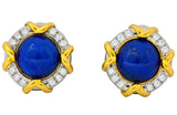 Tiffany & Co. Retro 1985 1.23 CTW Blue Lapis Diamond Platinum 18 Karat Gold Ear-Clip Earrings - Wilson's Estate Jewelry
