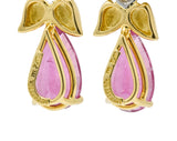 Tiffany & Co. Retro 4.85 CTW Tourmaline Diamond Platinum-Topped 18 Karat Gold Bow Earrings - Wilson's Estate Jewelry