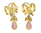 Tiffany & Co. Retro 4.85 CTW Tourmaline Diamond Platinum-Topped 18 Karat Gold Bow Earrings - Wilson's Estate Jewelry