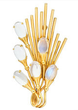 Tiffany & Co. Retro Moonstone 14 Karat Gold Cattail Brooch - Wilson's Estate Jewelry