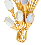 Tiffany & Co. Retro Moonstone 14 Karat Gold Cattail Brooch - Wilson's Estate Jewelry