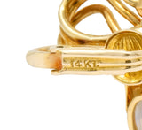 Tiffany & Co. Retro Moonstone 14 Karat Gold Cattail Ear-Clip Earrings - Wilson's Estate Jewelry