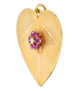Tiffany & Co. Retro Ruby Diamond 14 Karat Gold Oversized Heart Pendant - Wilson's Estate Jewelry