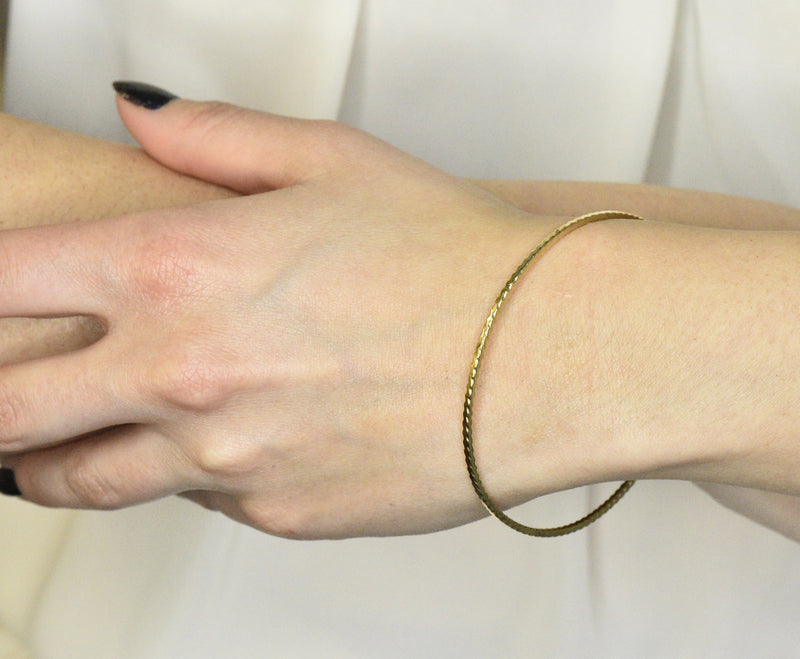 Tiffany & Co. Stackable 14 Karat Gold Ridged Bangle Bracelet Wilson's Estate Jewelry
