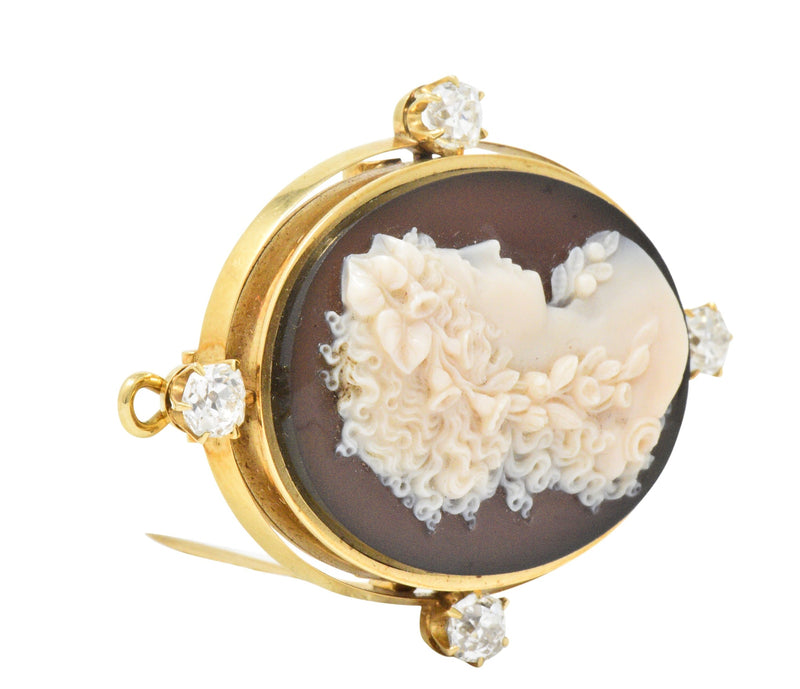 Tiffany & Co. Victorian 2.00 CTW Diamond Hardstone Cameo Pendant/Brooch Wilson's Estate Jewelry