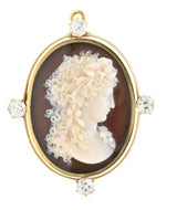 Tiffany & Co. Victorian 2.00 CTW Diamond Hardstone Cameo Pendant/Brooch Wilson's Estate Jewelry