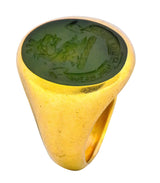 Tiffany & Co. Victorian Intaglio Jade 18 Karat Gold Lion Unisex Signet Ring - Wilson's Estate Jewelry