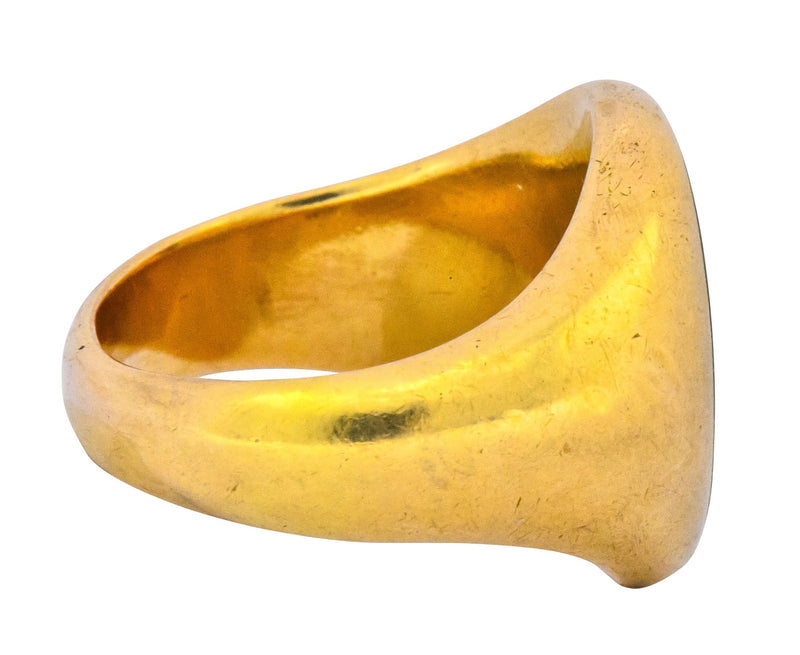 Tiffany & Co. Victorian Intaglio Jade 18 Karat Gold Lion Unisex Signet Ring - Wilson's Estate Jewelry